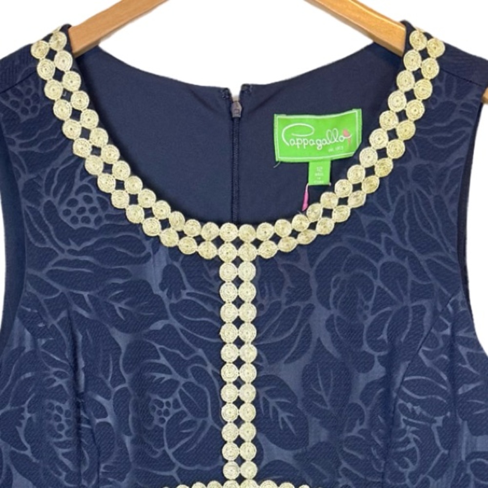 Pappagallo The Mandy Dress Navy and Gold Size 12 NWT - Picture 4 of 8